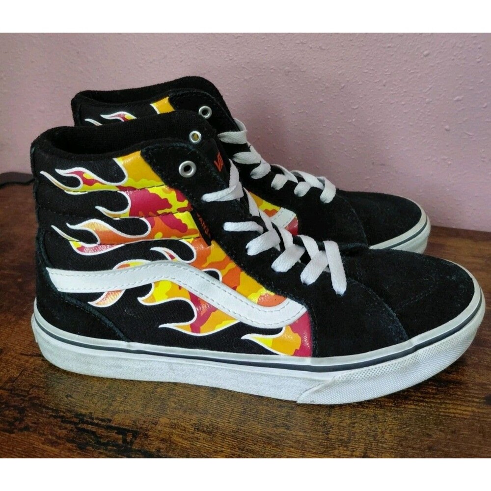 Vans Sk8-Hi Top Flame Suede Kids Youth Size 4 Skate Sneakers